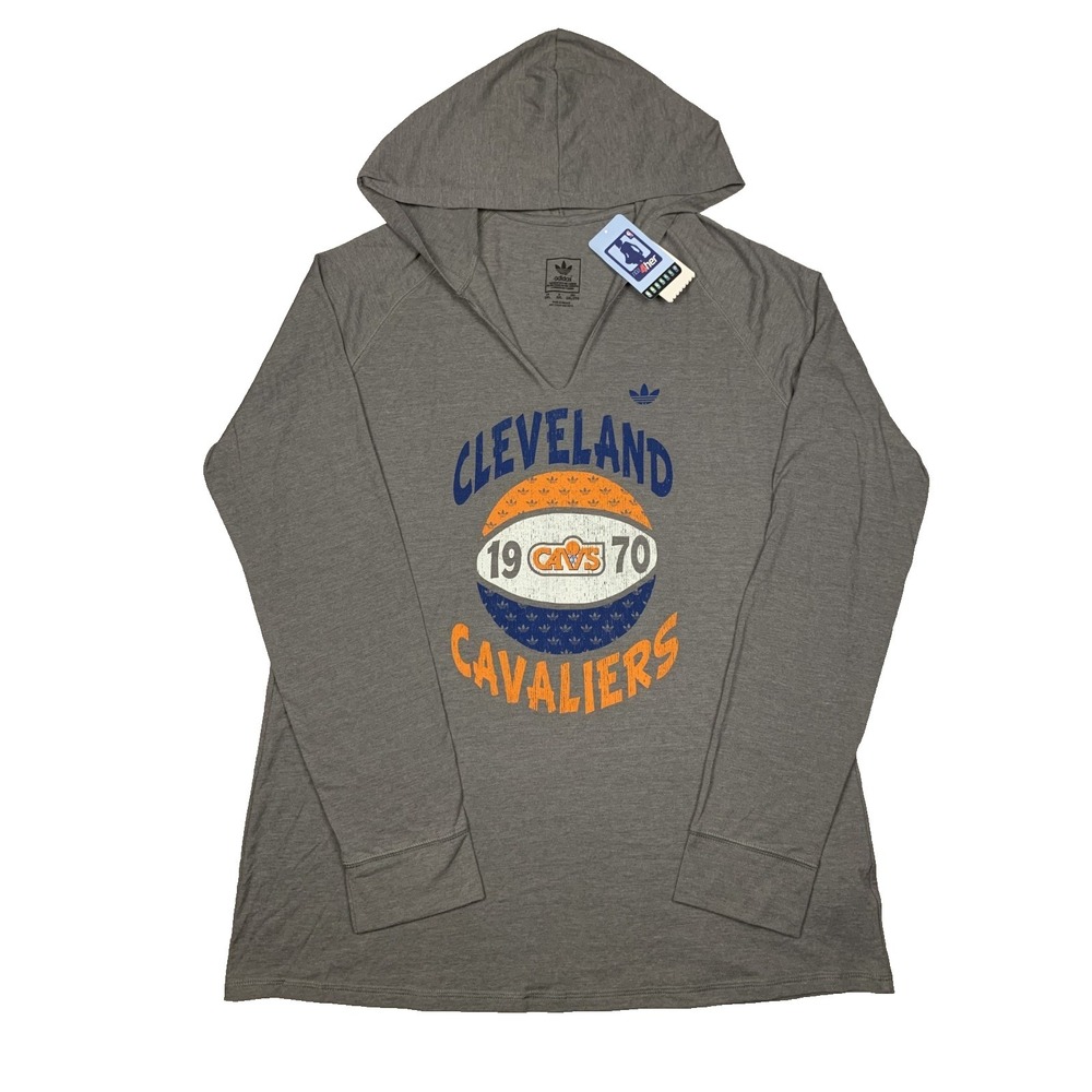 NWT Cleveland Cavaliers Adidas Originals Hoodie Womens 2XL Grey NBA V-Neck